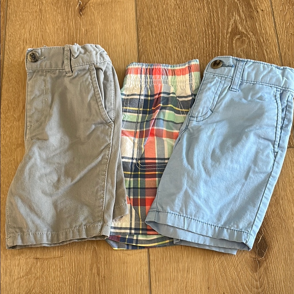 Stylish Kids Shorts Set - Gray, Plaid, and Blue